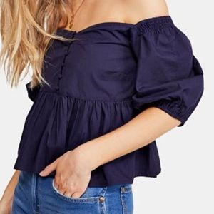 Free People Veronica Sweetheart Peplum Top Blouse